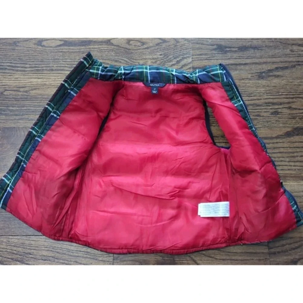 NWT Nautica Puffer Vest Boy's 2T Tartan Green Blue‎ Red Plaid Holiday Christmas